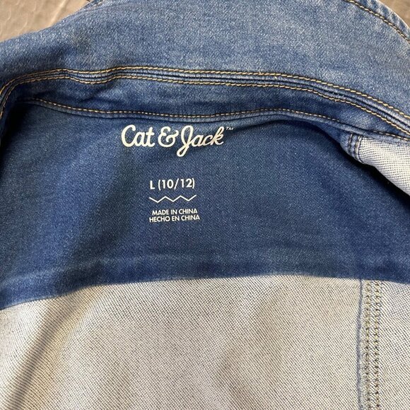 CAT & JACK GIRLS DENIM JACKET COAT SIZE LARGE 10/12 - Picture 7 of 8